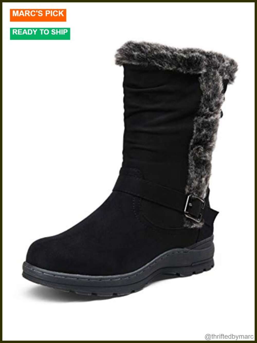 Women's Warm Mid Calf Winter Boots Fur Lined Side Zipper